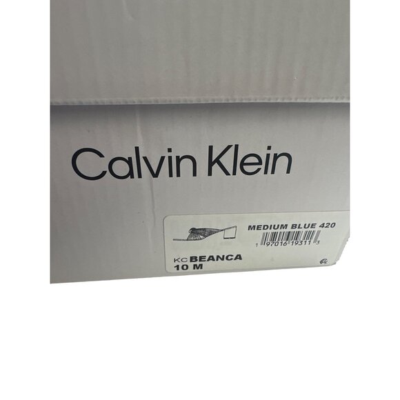 Calvin Klein 10M Beanca Chic Blue Knotted Slide Square Sandals Kitten Heel - Picture 11 of 11